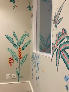 Basement living room mural, London